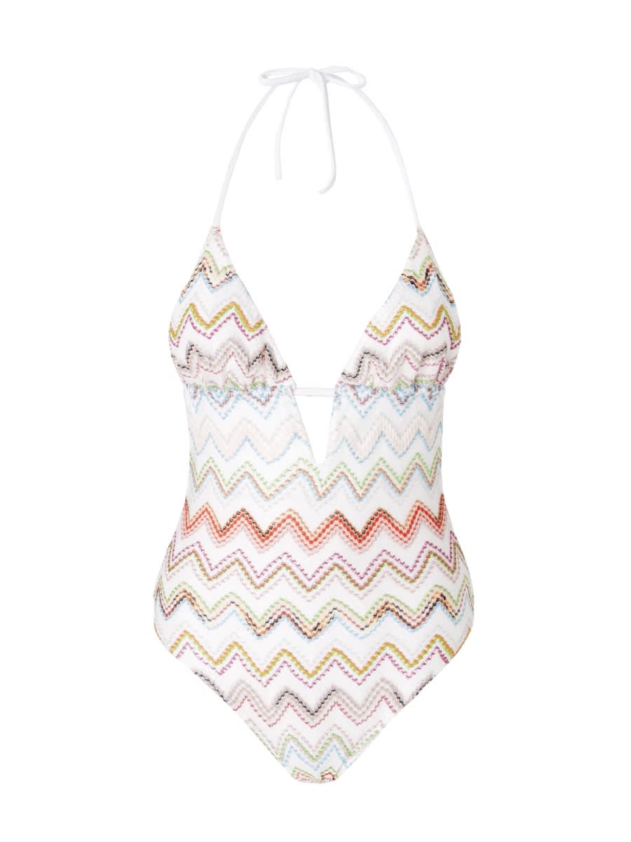Zig Zag Lamé One-piece Swimsuit