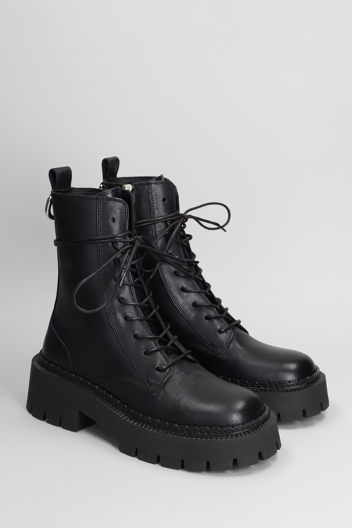 Vic Matie Etna 101 Combat Boots In Black Leather In Black