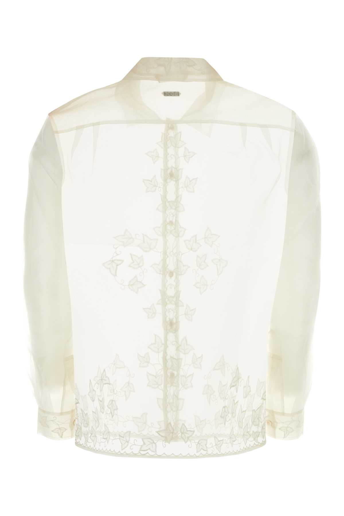 Shop Bode Ivory Silk Shirt In Cream