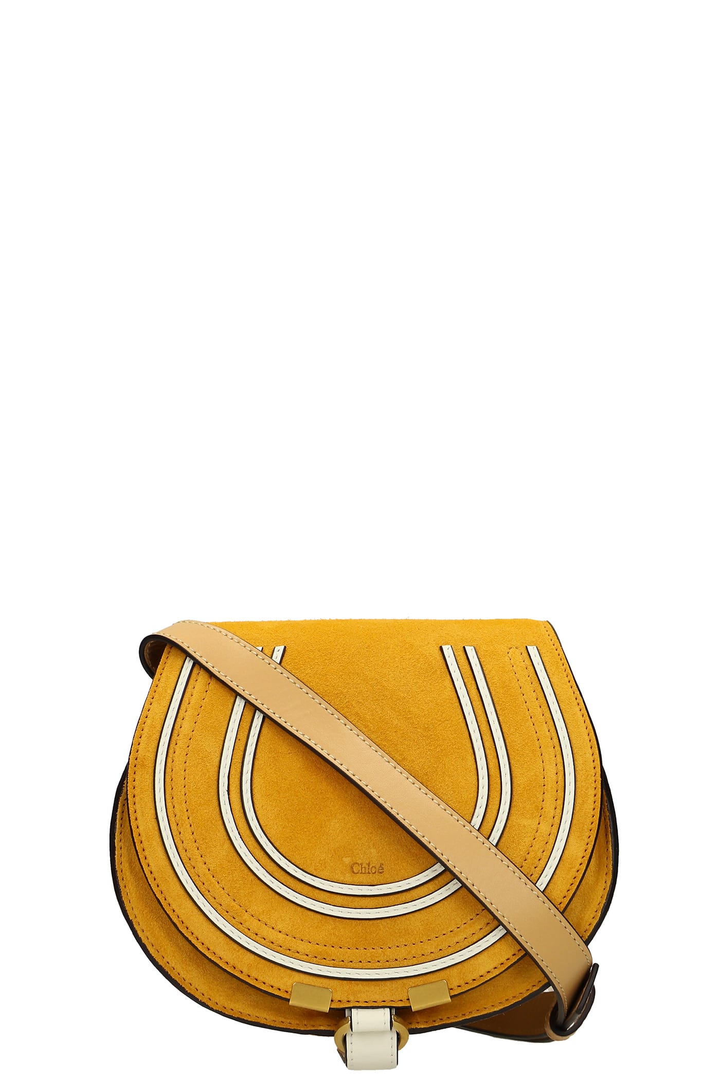 Chloé Marcie Shoulder Bag In Yellow Suede And Leather