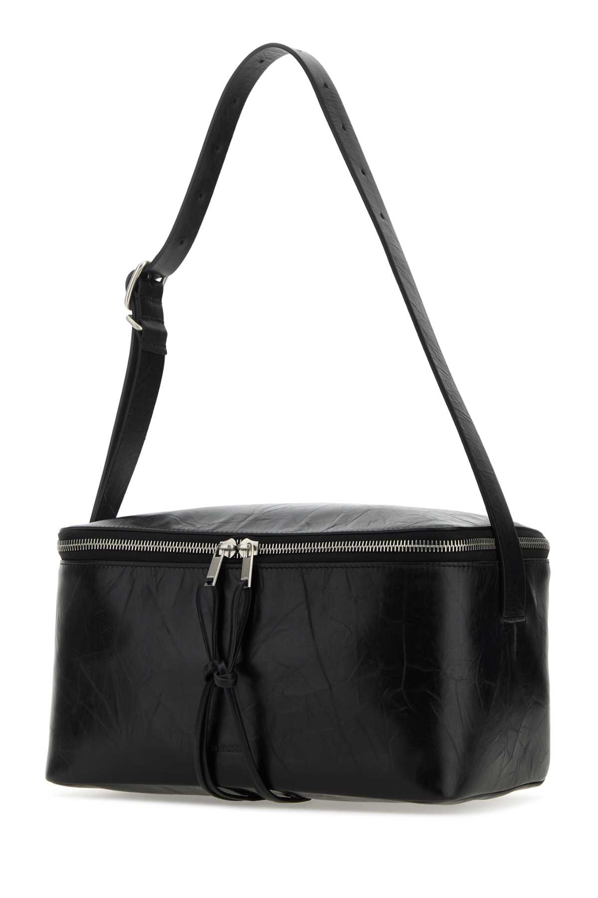 Shop Jil Sander Black Leather Medium Shoulder Bag