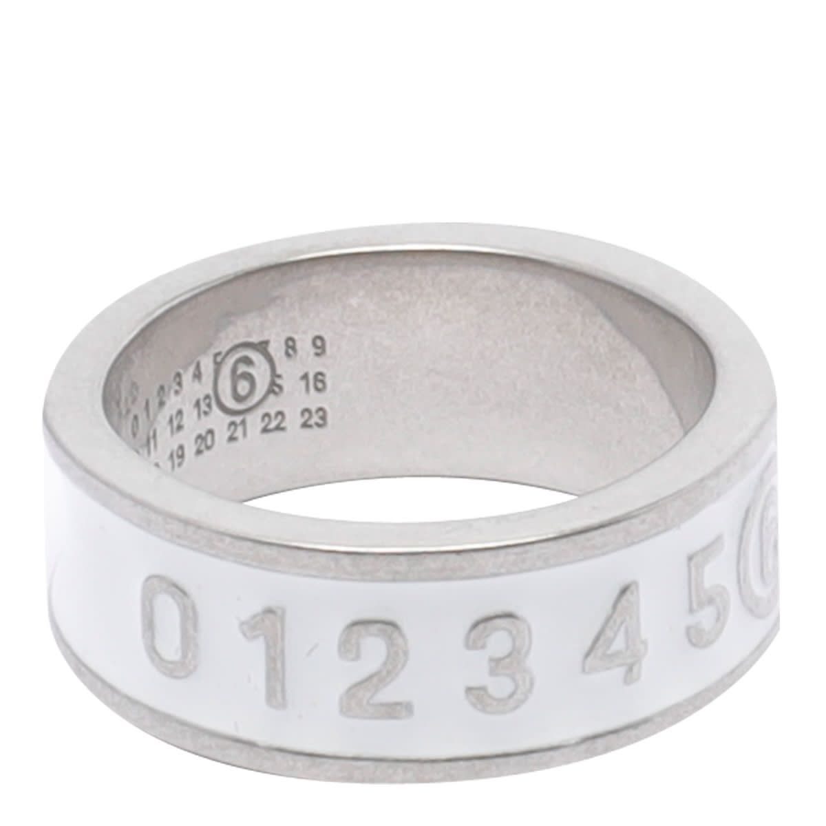 Mm6 Maison Margiela Numeric Signature Logo Ring In White