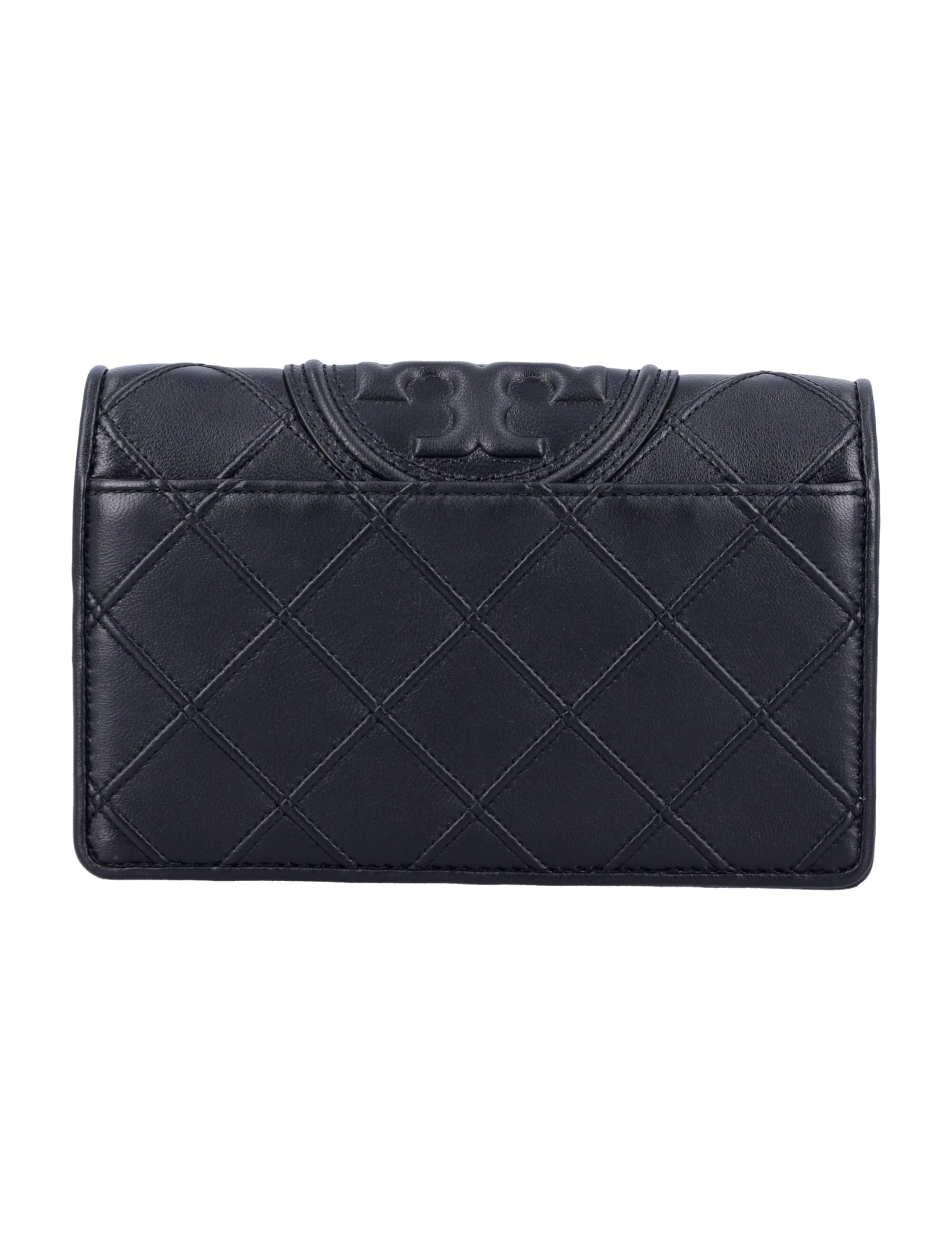 Shop Tory Burch Fleming Chain Wallet In Black