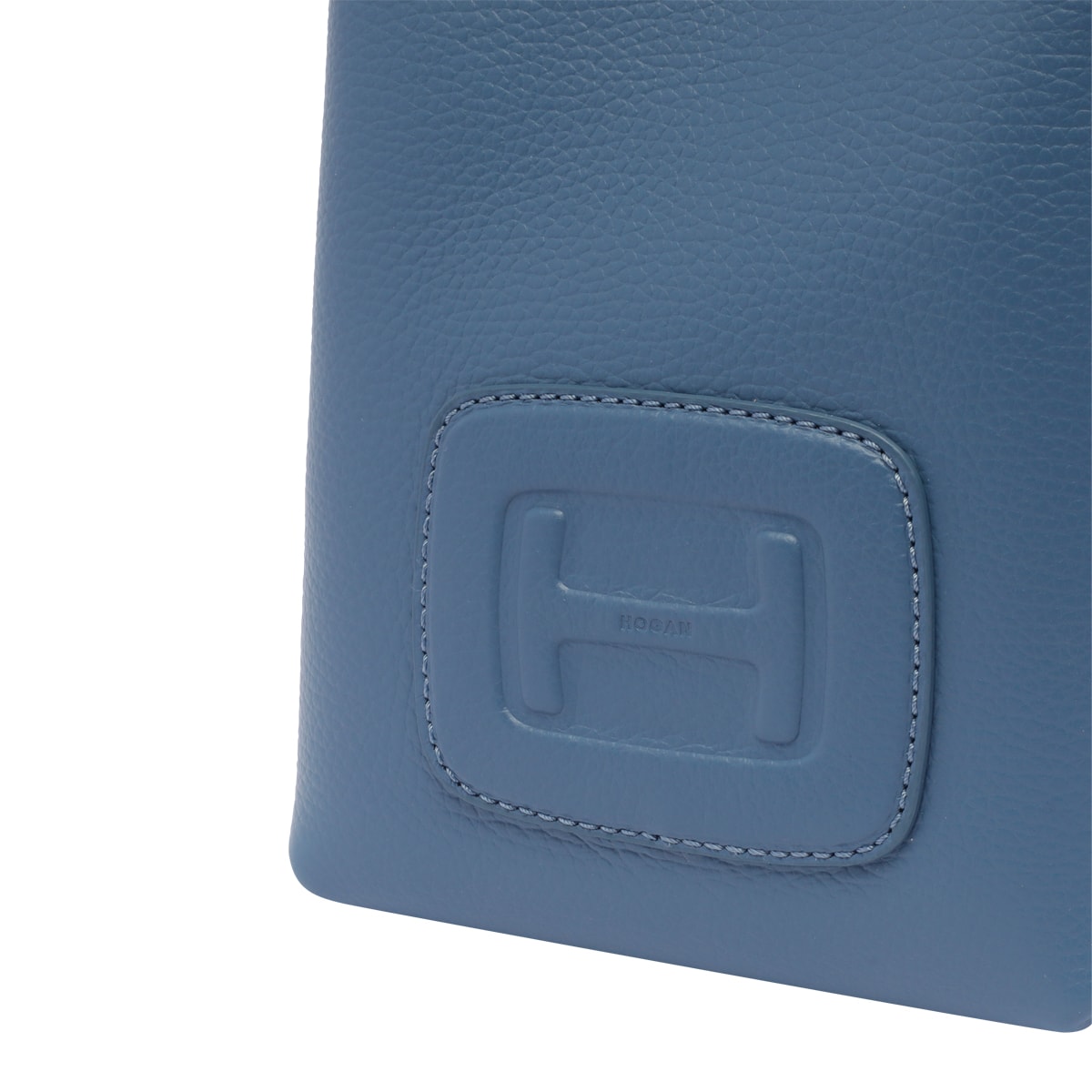 Hogan Small Leather Tote Bag With Structured Shape In Blue