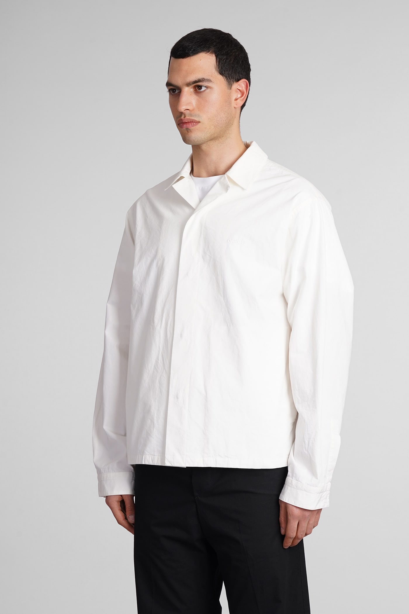 Shop Oamc System Shirt Casual Jacket In White Cotton