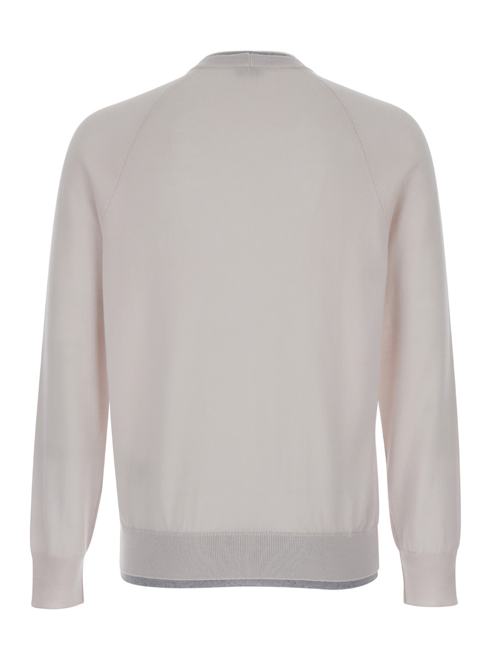 Shop Eleventy Beige Crewneck Sweater With Ribbed Trim In Wool Man In Sand And Lt. Gray