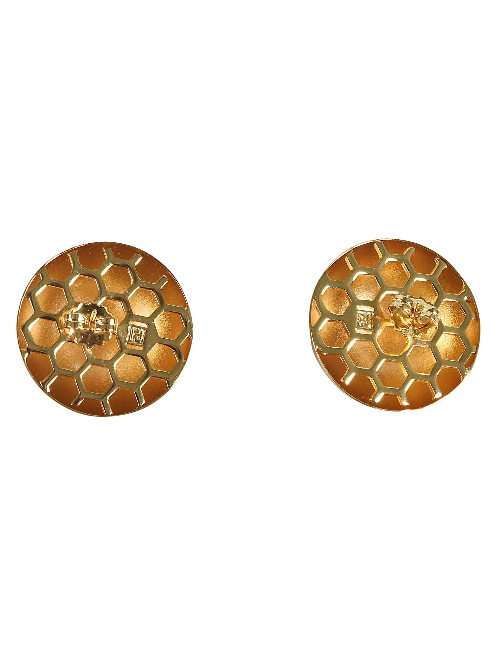 Shop Federica Tosi Honeycomb Pattern Earings In Gold