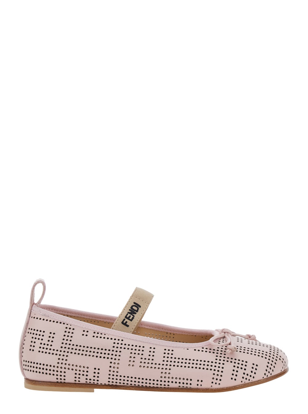 Fendi Round Toe Flat Shoes In Pink
