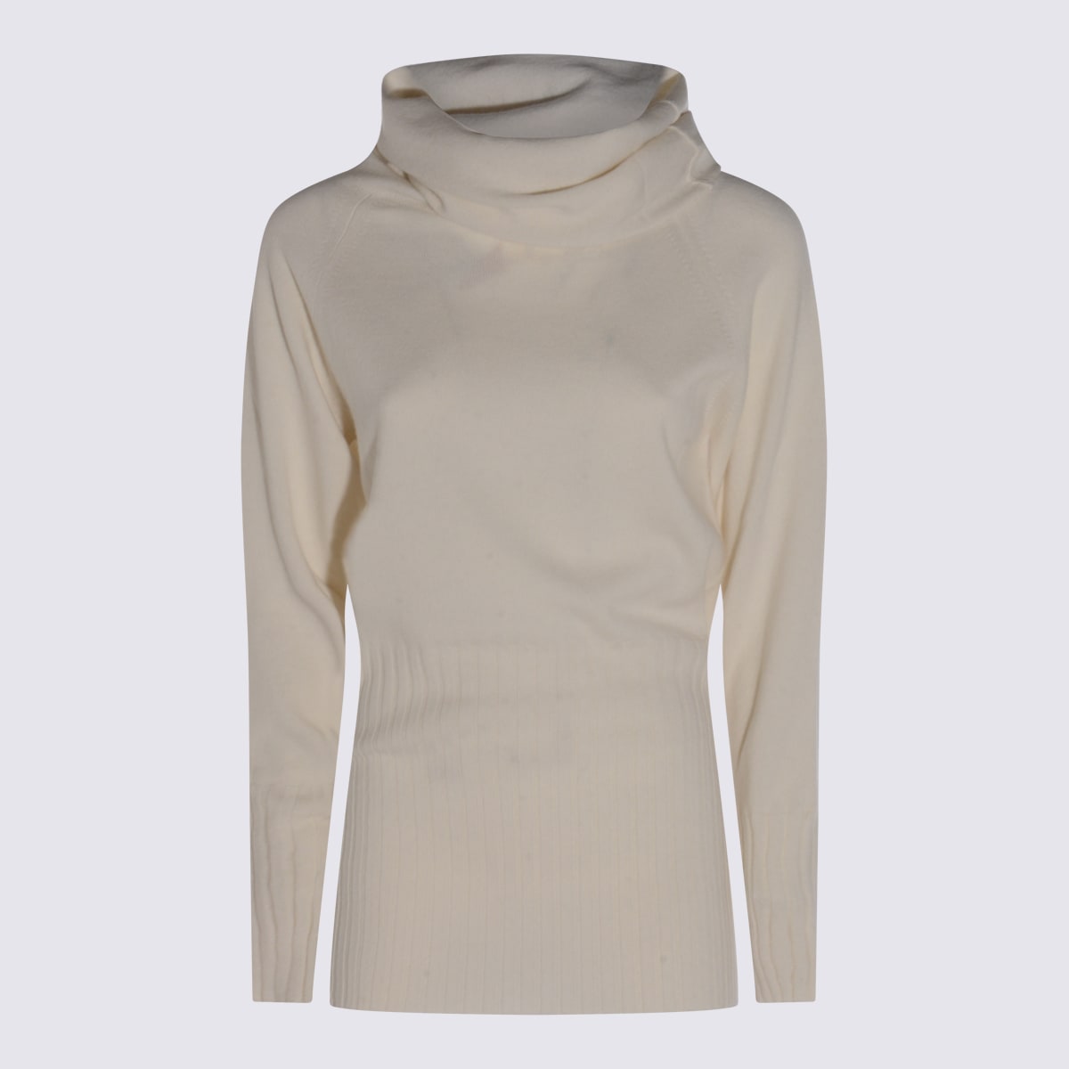 Malo Long Sleeve High Neck Knitwear Top In Gray
