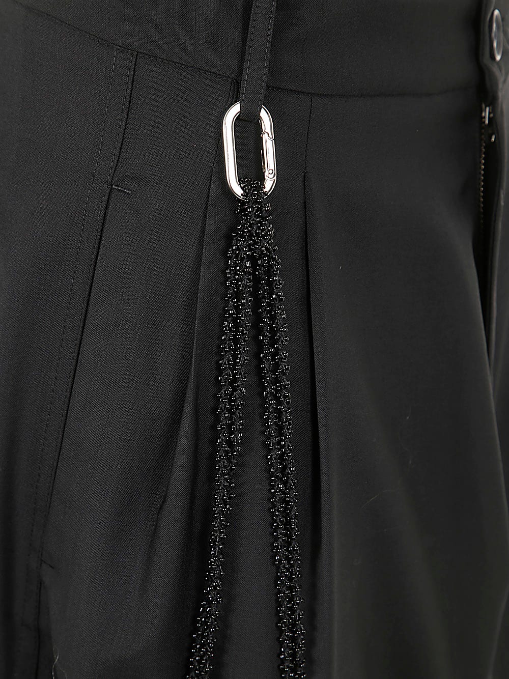 Shop Darkpark Phebe Chain Adorned Light Wool Wide Leg Pants In Black