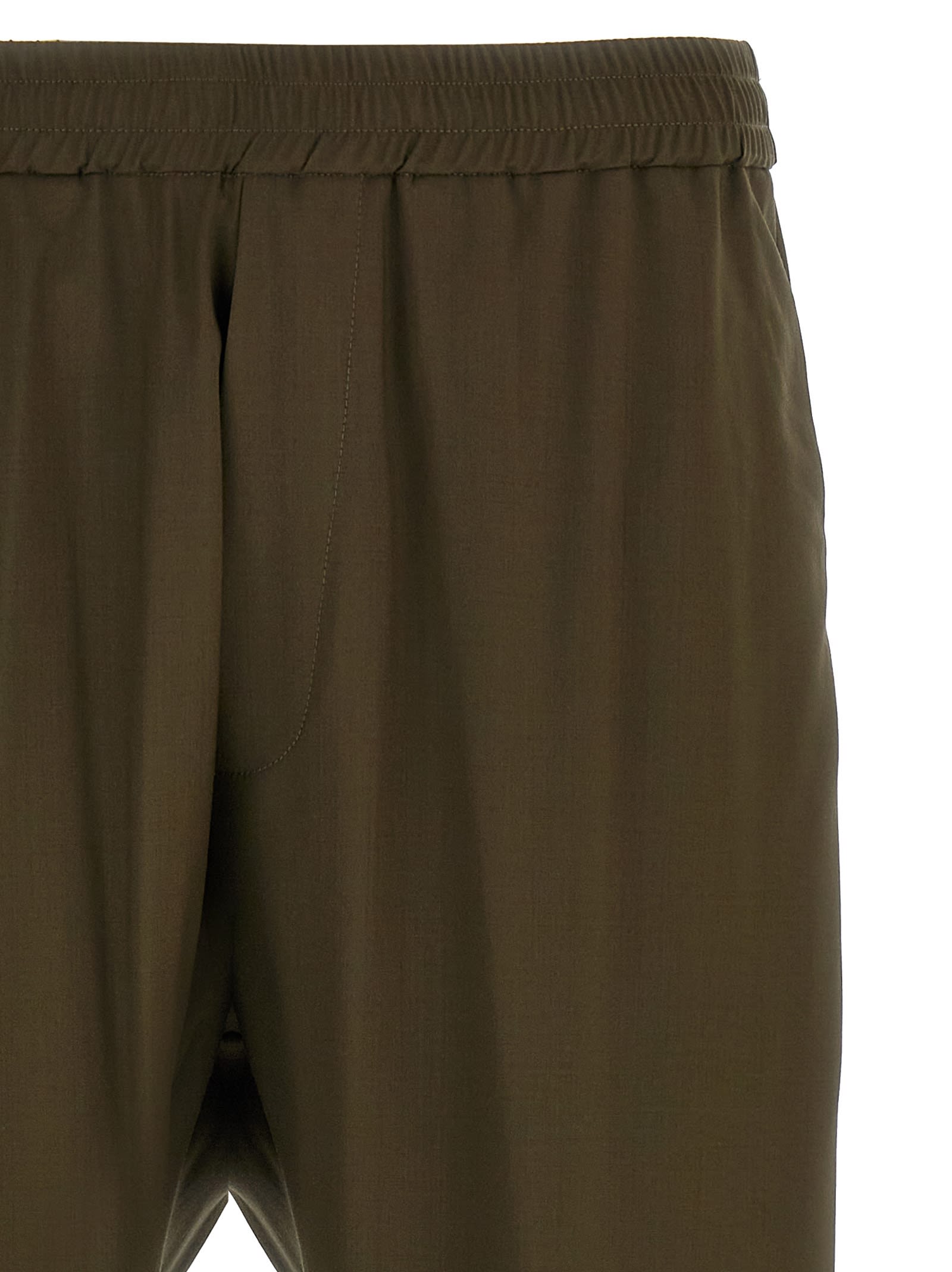 Barena Venezia Straight Leg Elastic Waistband Pants With Back Pockets In Green