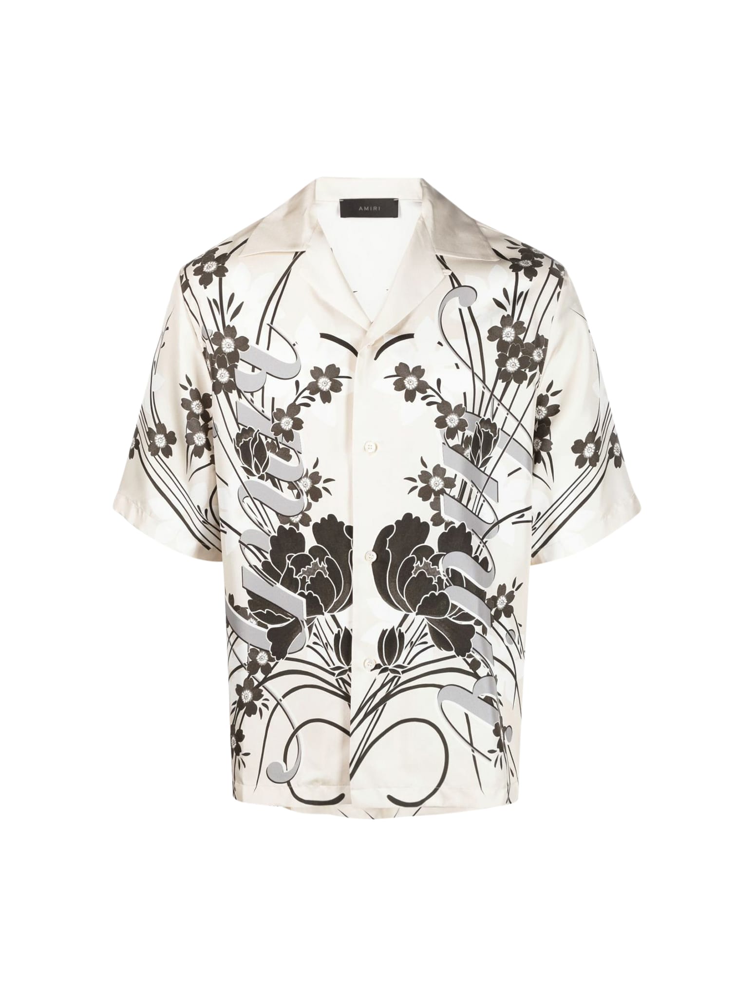 Amiri Floral-print Silk Shirt In Alabaster