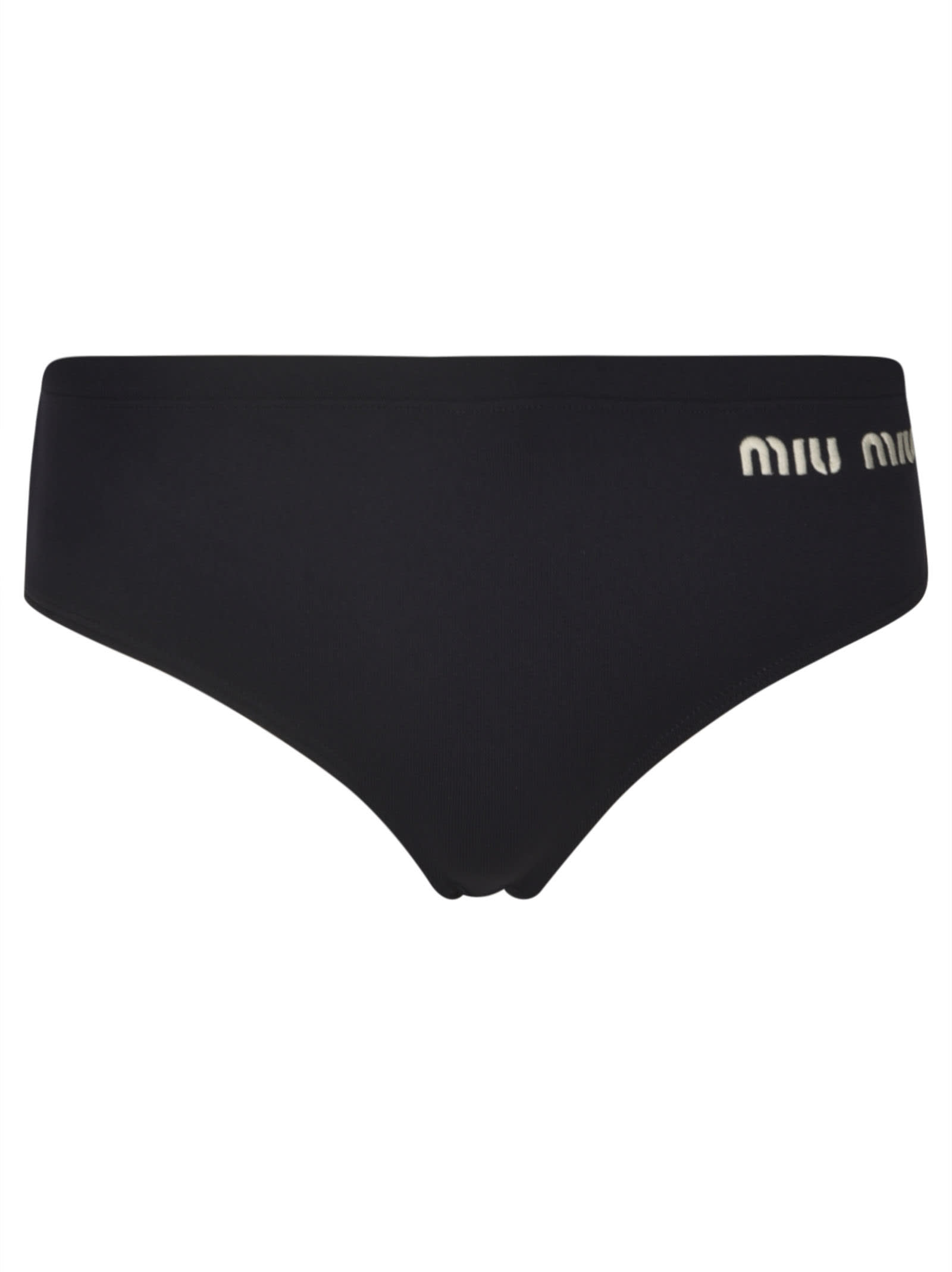 Shop Miu Miu Side Logo Swim Briefs In Blue