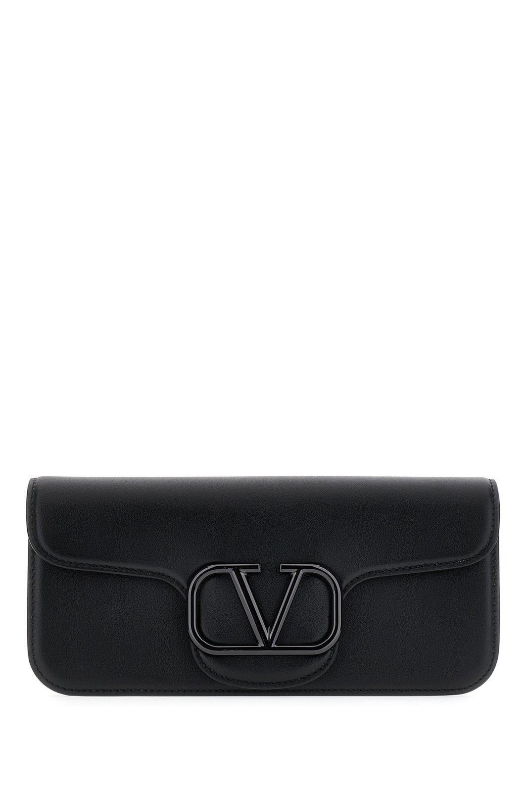 Valentino Garavani Vlogo Plaque Strapped Shoulder Bag In Black