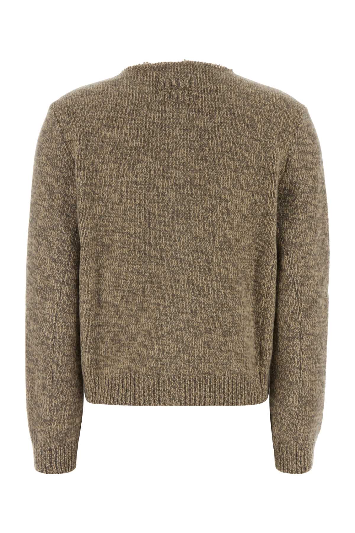 Miu Miu Wool Cardigan With Crew Neck And Pockets In Animal Print