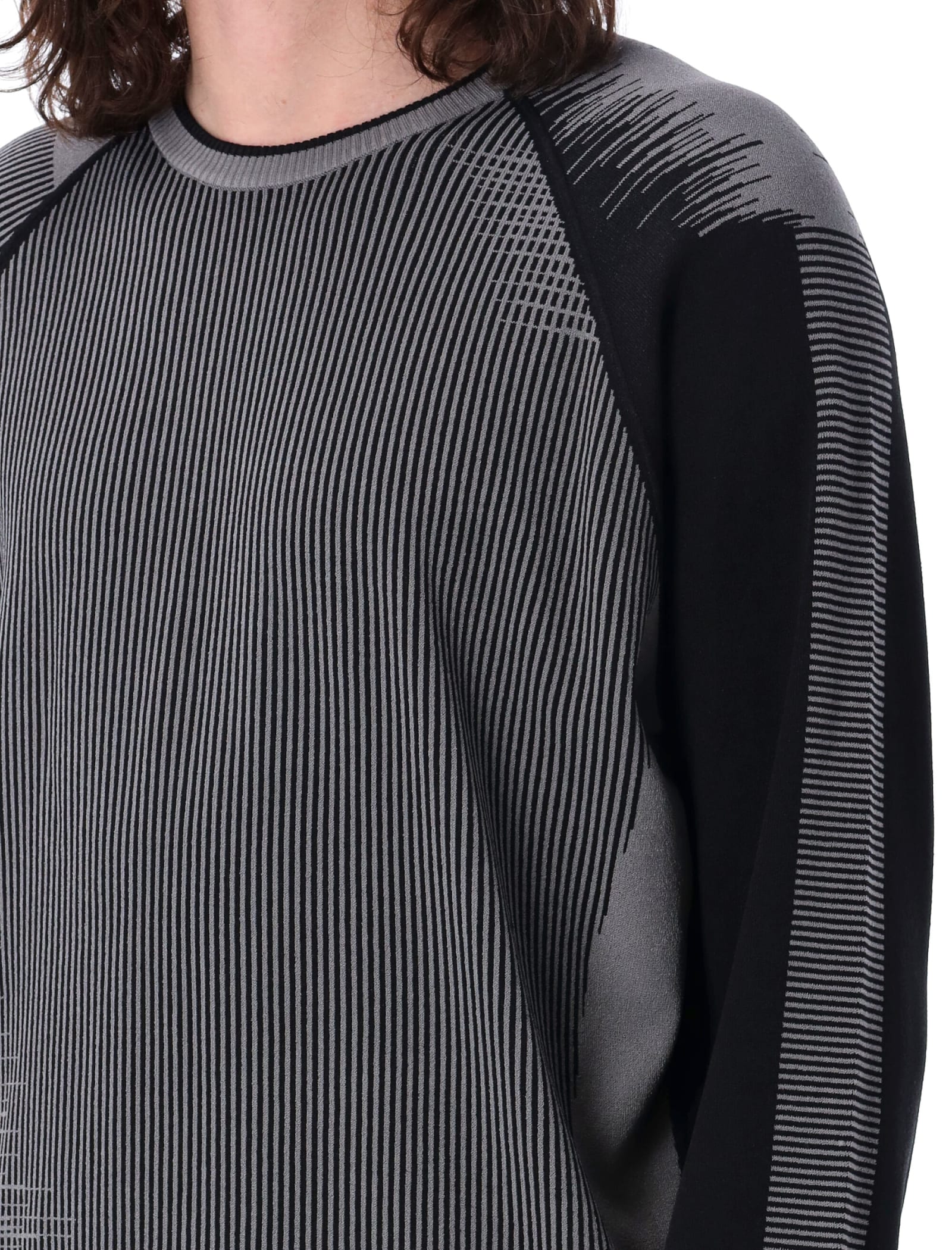 Shop Y-3 Logo Knit Sweater In Grey Black