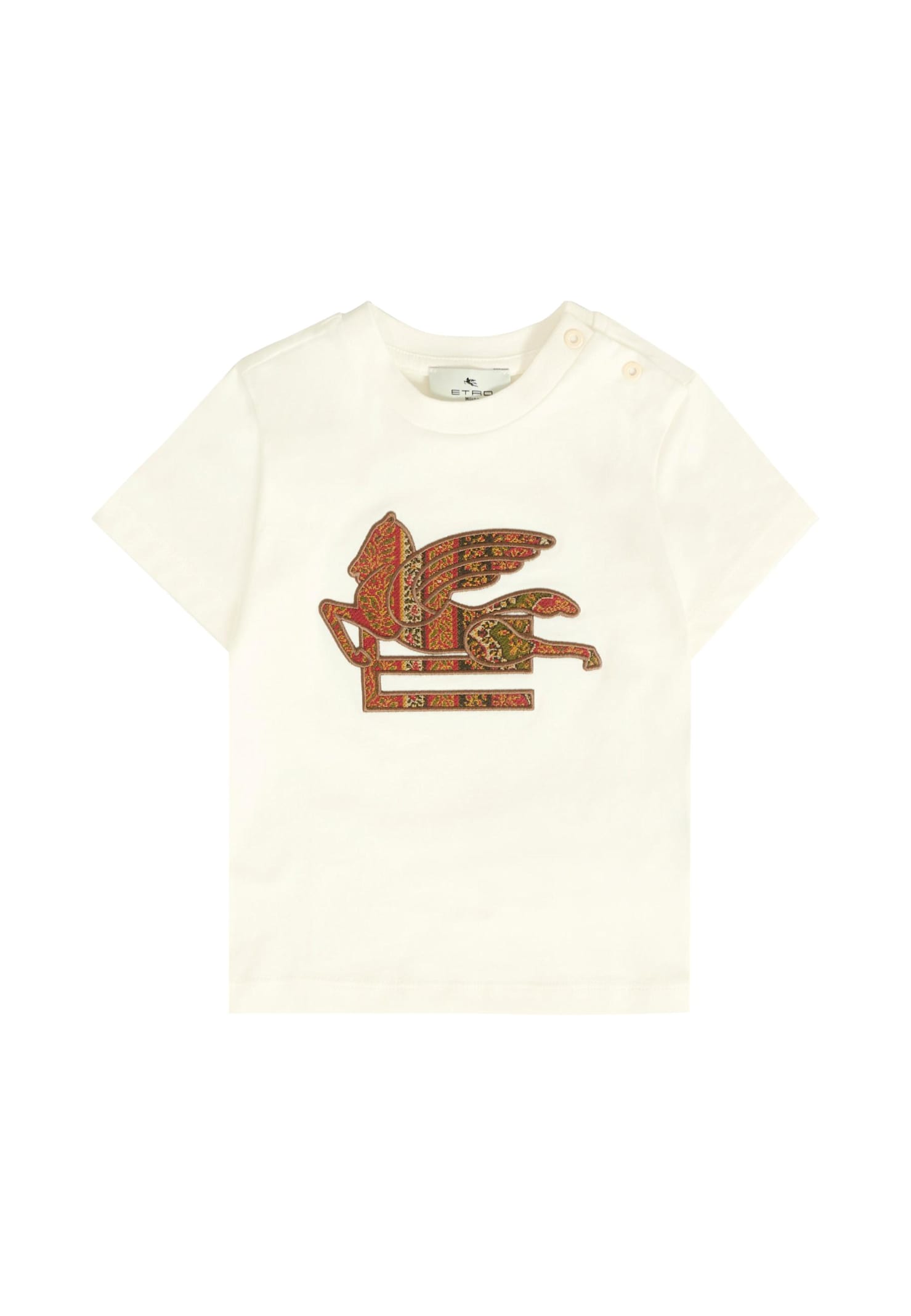Etro Ivory T-shirt For Babykids With Logo In White