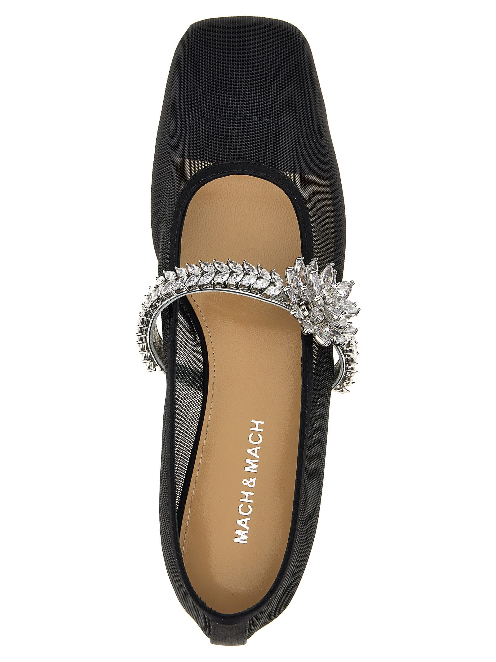 Mach &amp; Mach Lotus Flower Ballerinas In Black