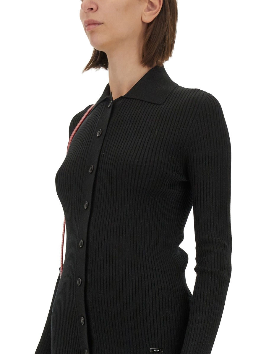 Shop Kiton Ribbed Sweater. In Black