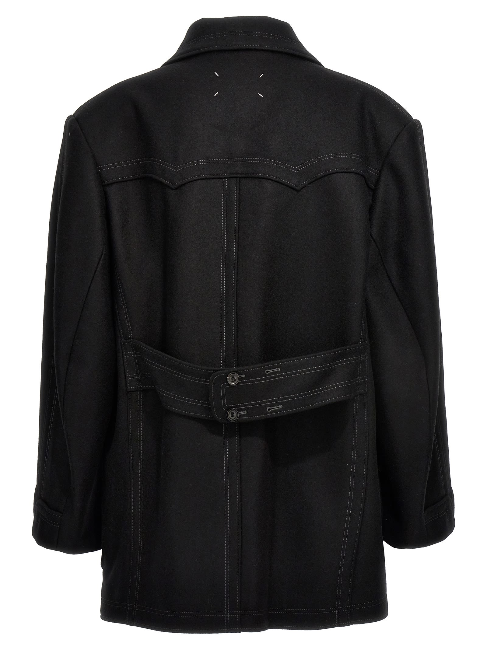Shop Maison Margiela Double-breasted Coat In Black