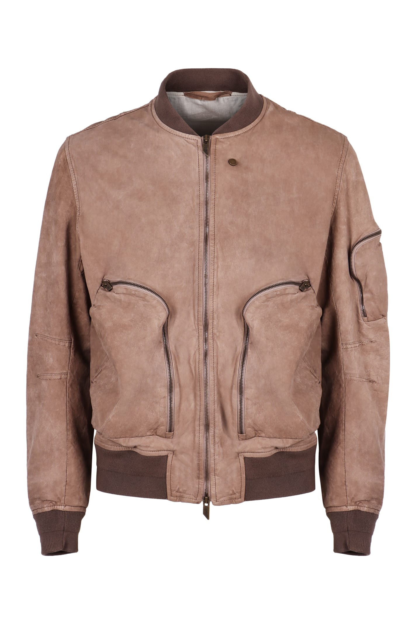Shop Salvatore Santoro Leather Jacket In Turtledove