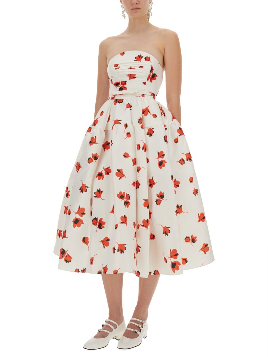 Self-portrait Floral-print Midi Dress With Fitted Bodice In Multi