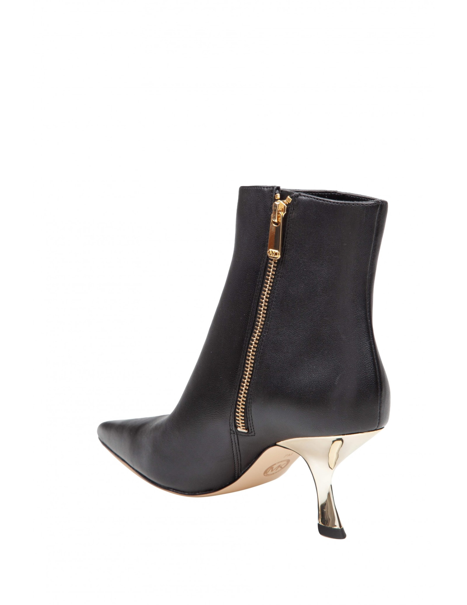 Shop Michael Kors Luna Ankle Boot In Leather With Mirror Heel In Black