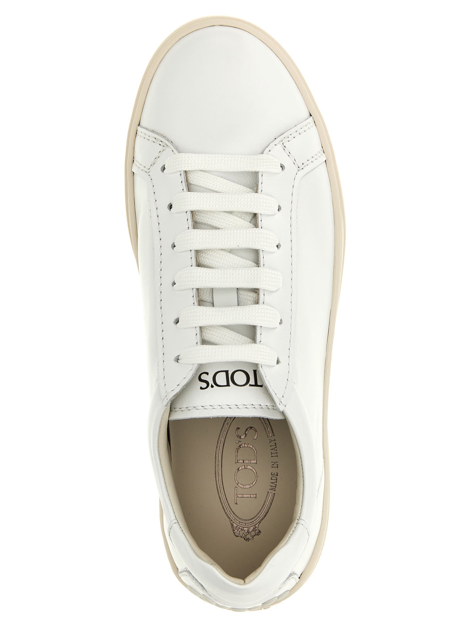 Shop Tod's Leather Sneakers In B001