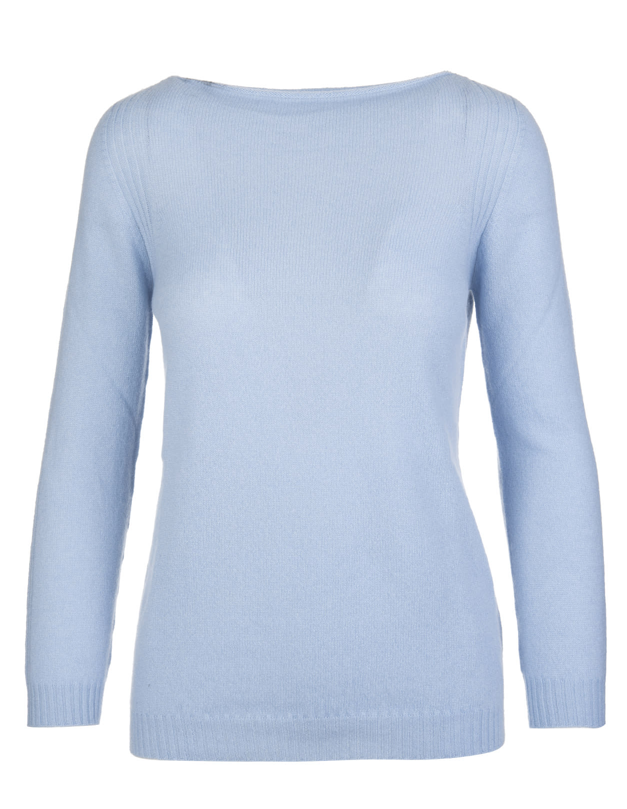 Fedeli Woman Azure Cashmere Pullover With Boat Neck