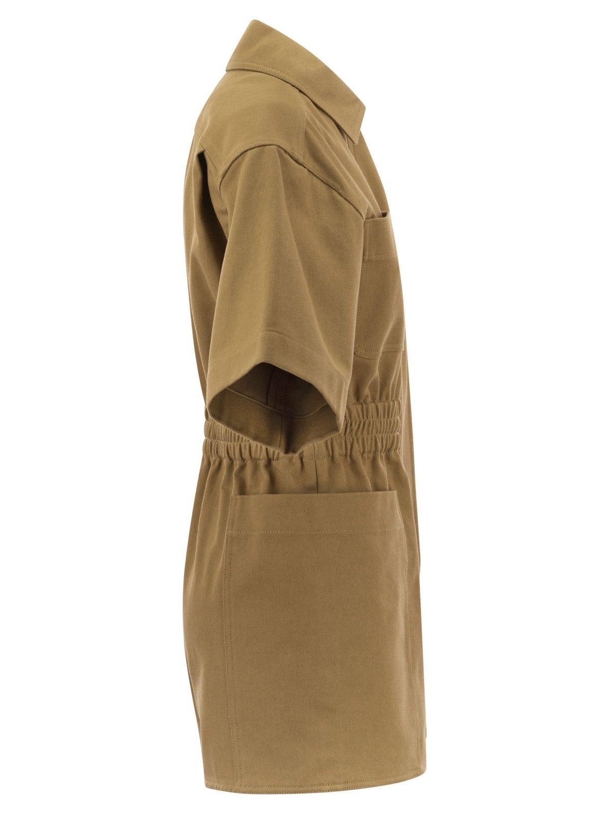 Shop Max Mara Angora Workwear Jumpsuit In Leather Brown