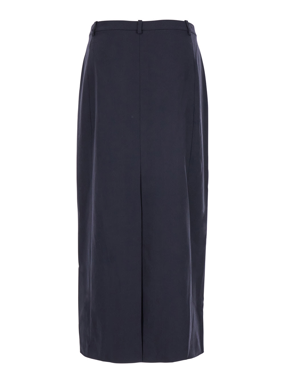 Shop Theory Midi Blue Skirt With Slit In Wool Blend Woman