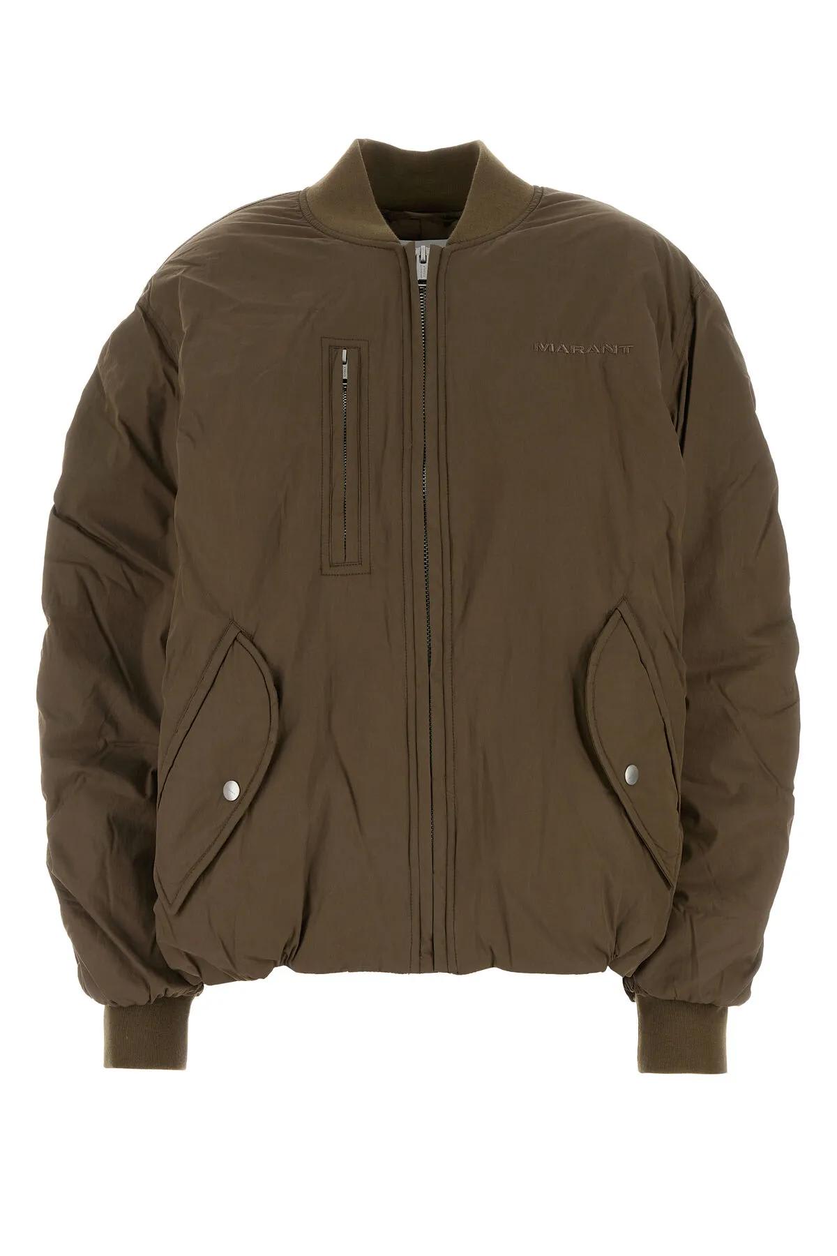 Shop Marant Etoile Mud Cotton Blend Oversize Coleen Bomber Jacket In Khaki