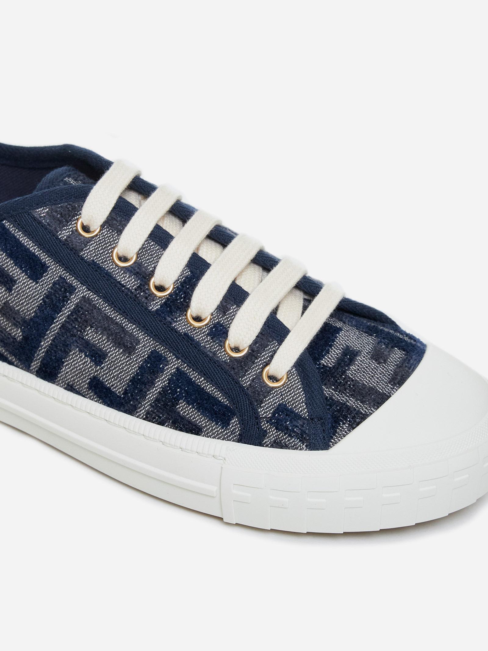 Shop Fendi Domino Ff Canvas Sneakers In Blu