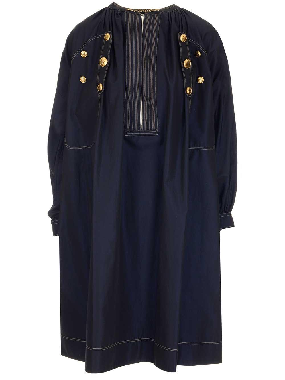 Shop Givenchy Button Detailed Midi Dress In Blue