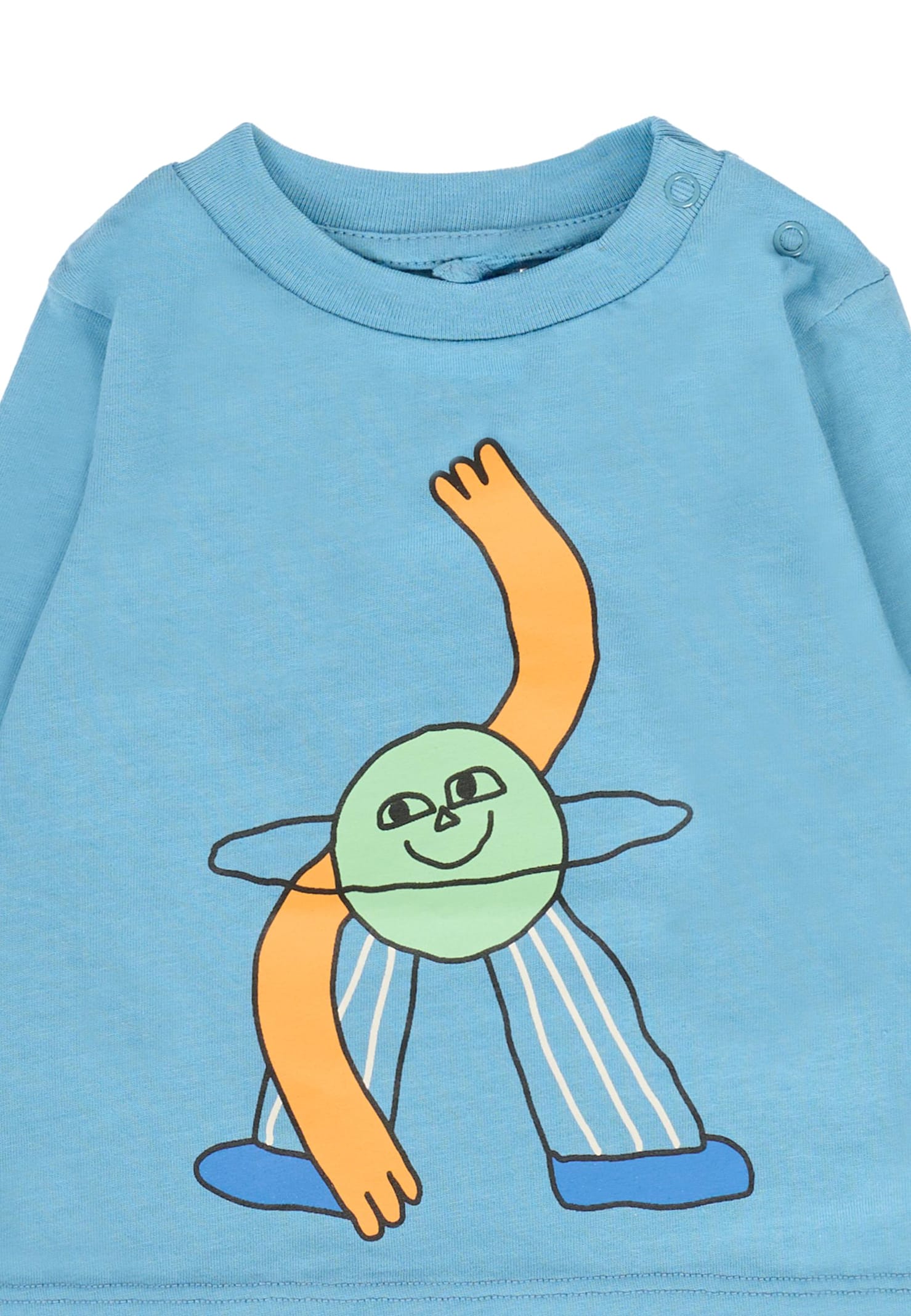 Stella Mccartney Light Blue T-shirt For Baby Boy With Space Print In Blue