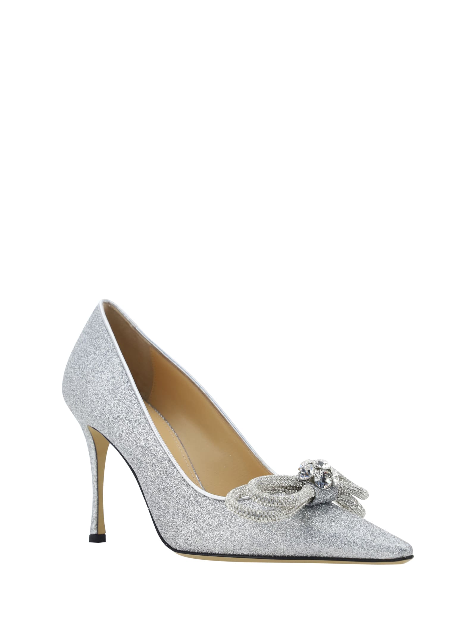 Shop Mach &amp; Mach Double Bow Pumps In Silver