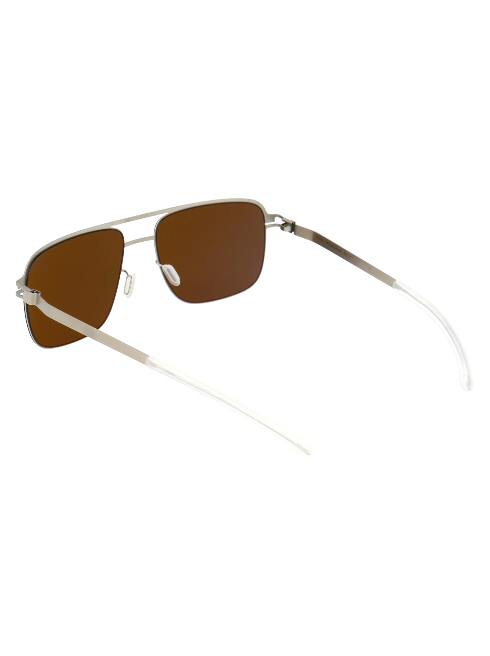 Shop Mykita Wilder Sunglasses In 470 Matte Silver Raw Brown Solid