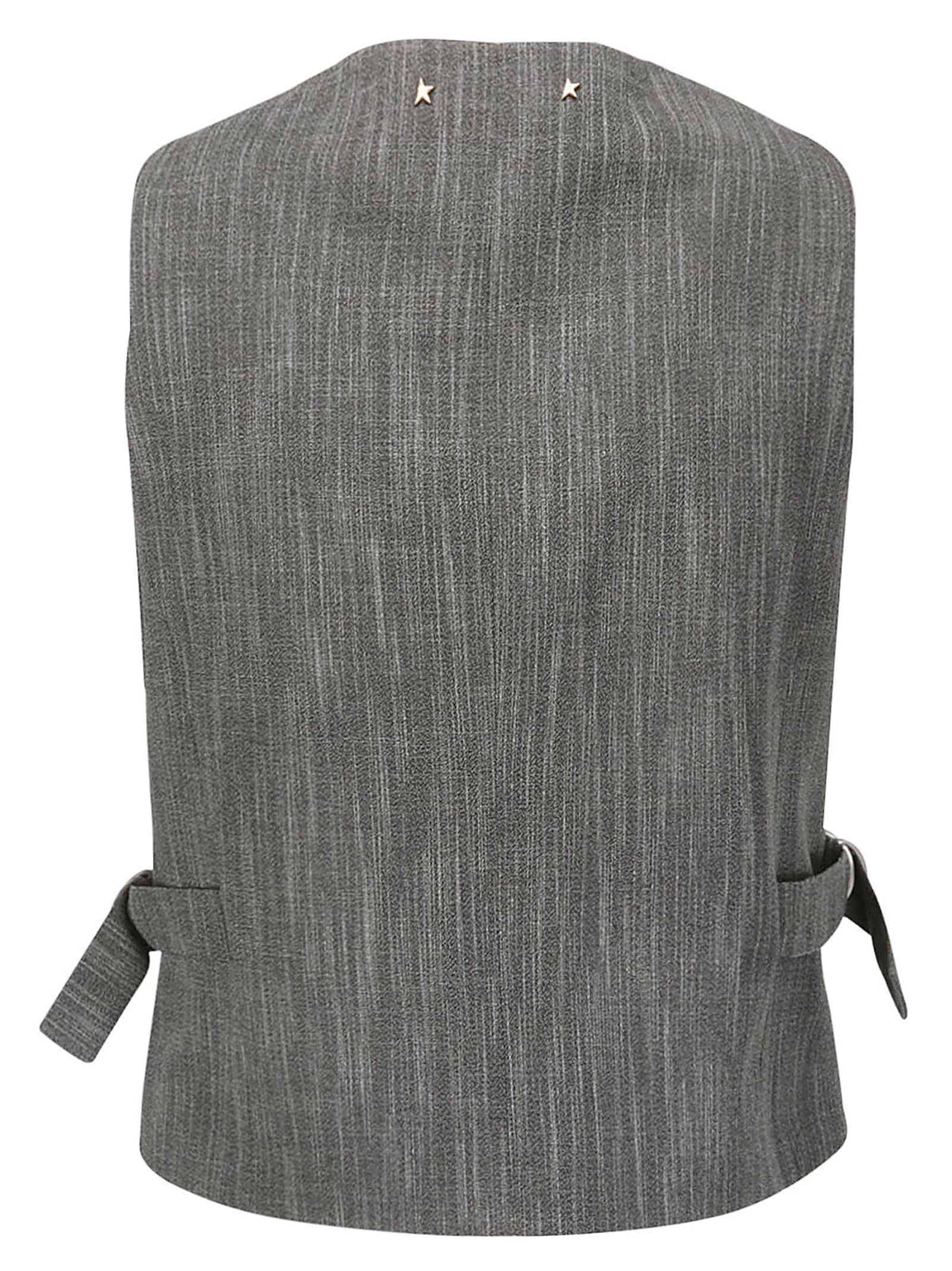 Shop Golden Goose Journey Ws Vest Laika Wool Blend Melange Fabric In Grey/white