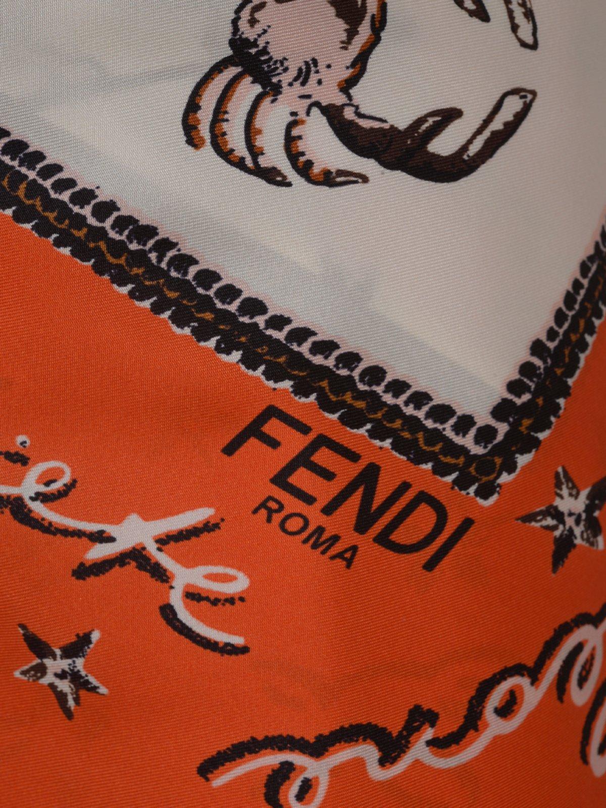 Shop Fendi One-shoulder Wrap Midi Dress In Orange