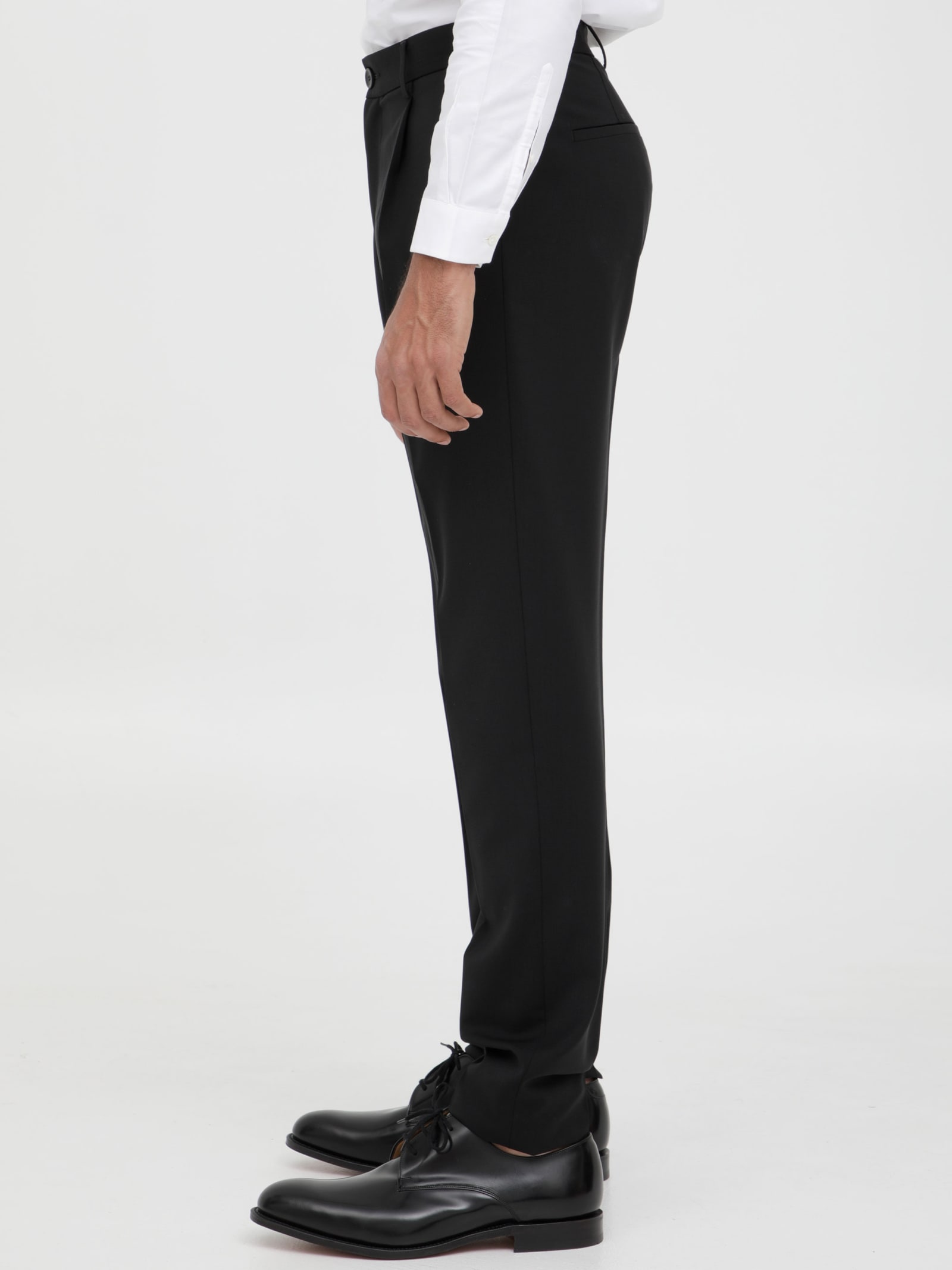 Shop Tonello Black Wool Trousers