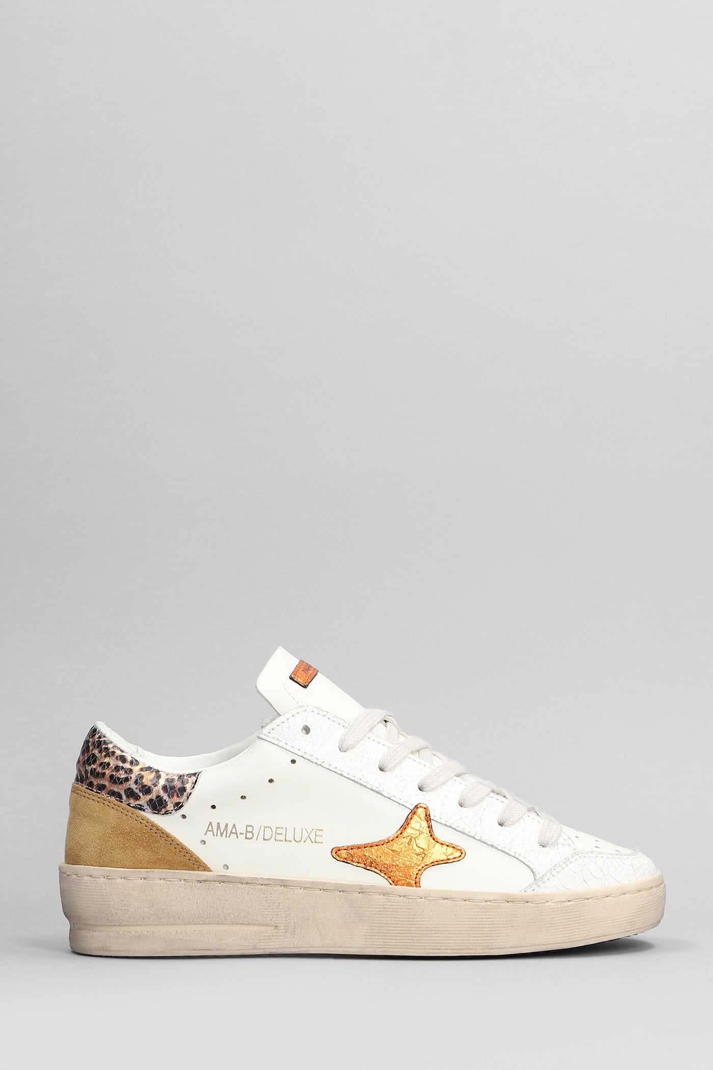 Shop Ama Brand Sneakers In White Suede And Leather