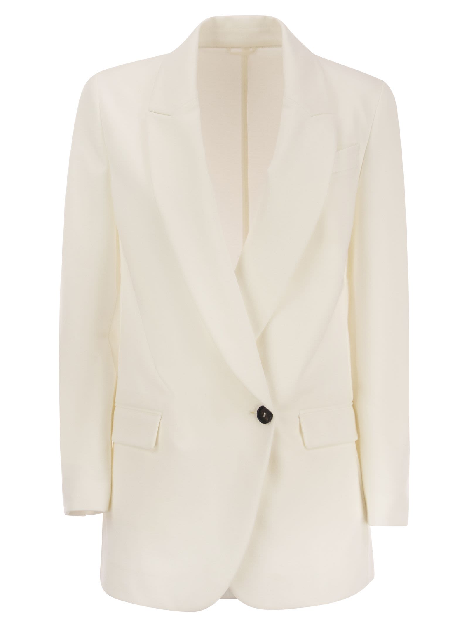 Stretch Cotton Interlock Couture Jacket With Jewellery