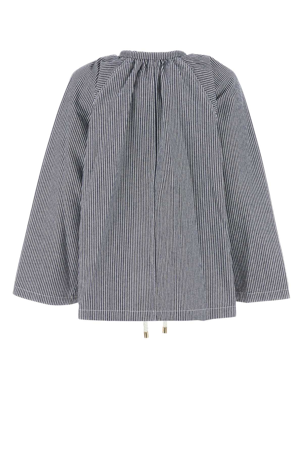 Shop Patou Embroidered Cotton Jacket In Navystriped