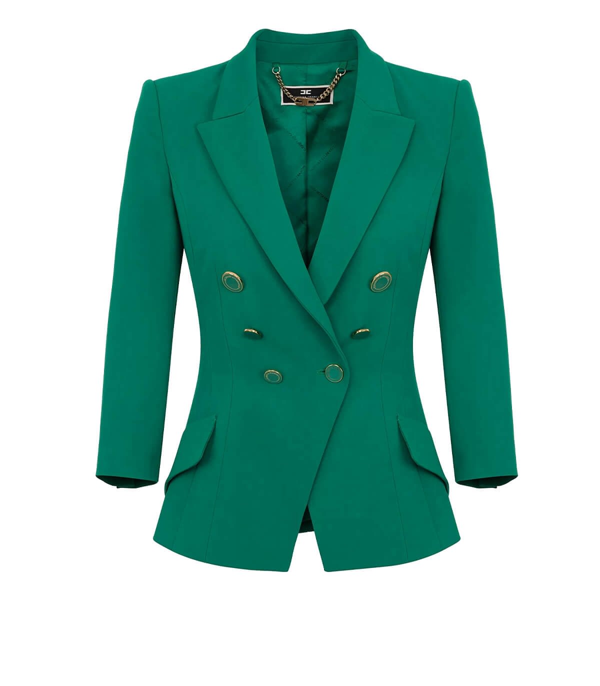 Elisabetta Franchi Emerald Green Double-breasted Jacket