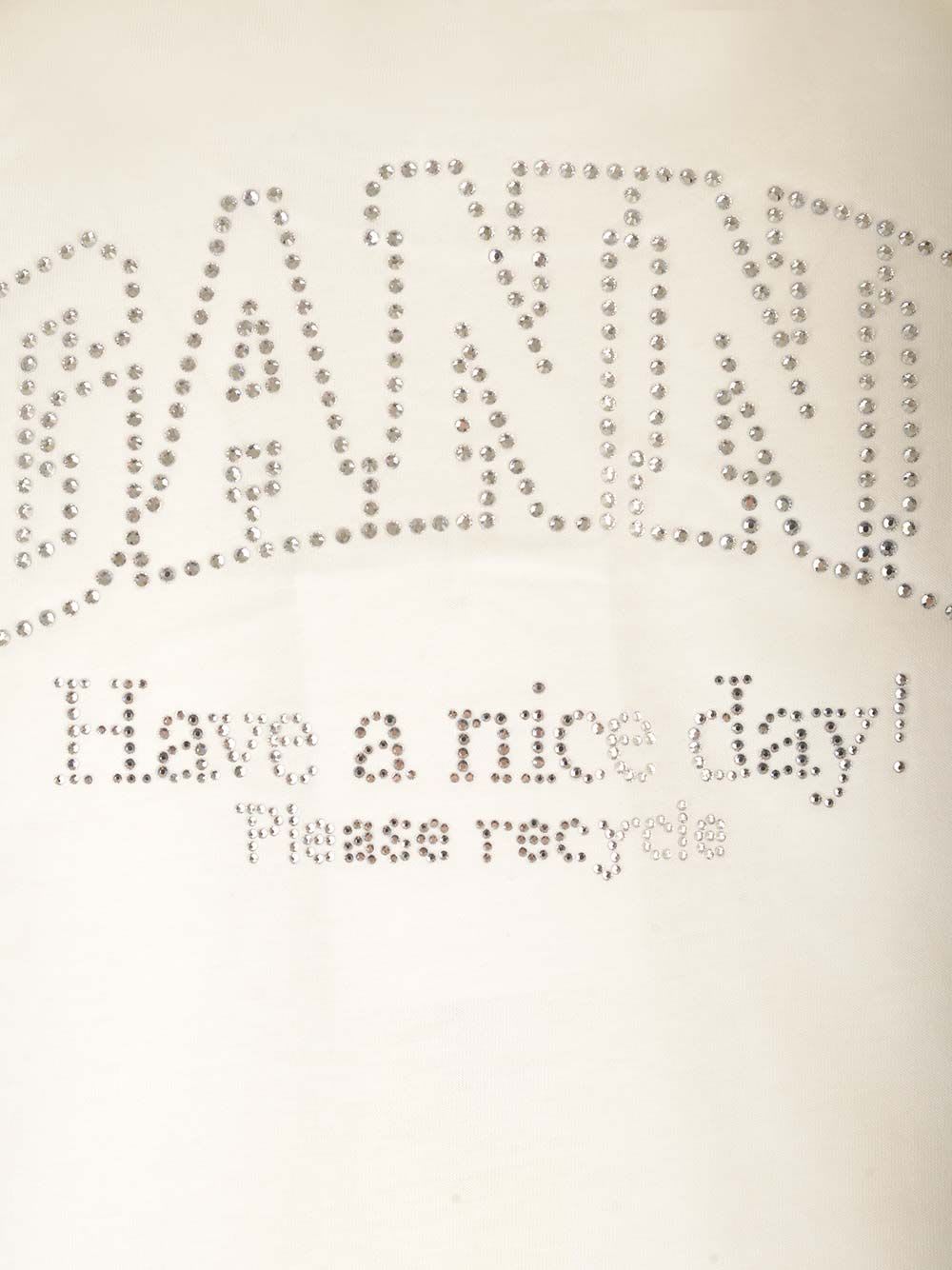 Ganni Basic T-shirt With Strass In White