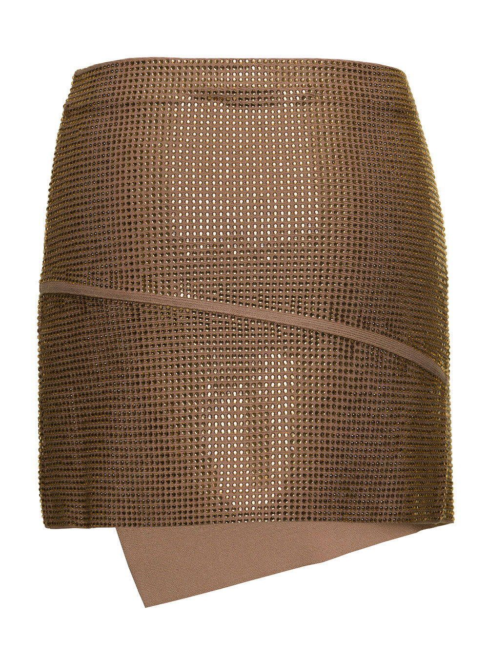Shop Andreädamo Full Strass A-line Panels Mini Skirt In Beige