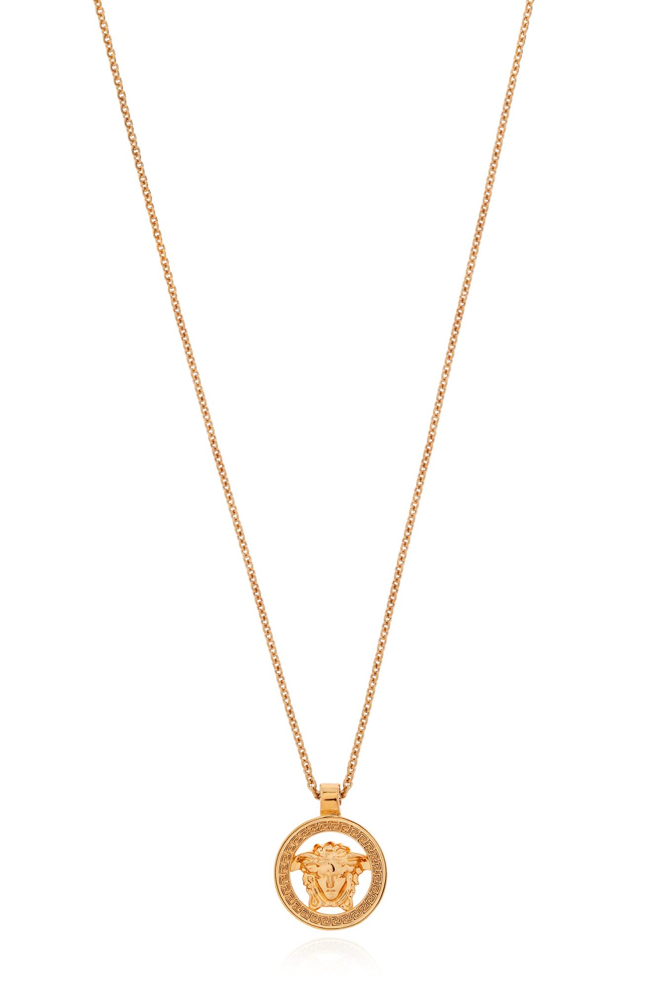 Shop Versace Pearl-embellished Necklace In Gold