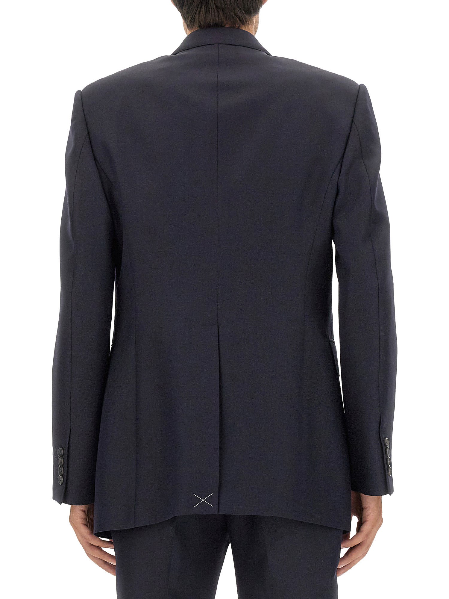 Alexander Mcqueen Double-breasted Tailored Jacket Structured Shoulders In Blu