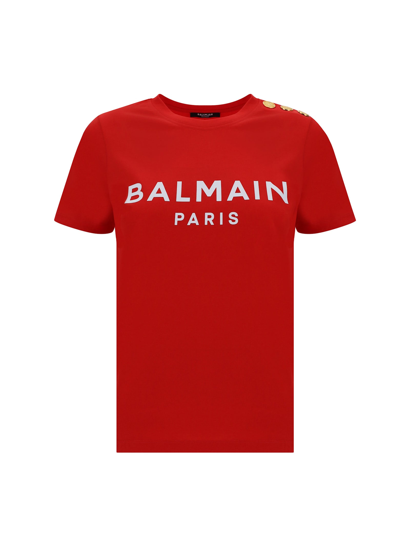 Shop Balmain T-shirt In Rouge/blanc