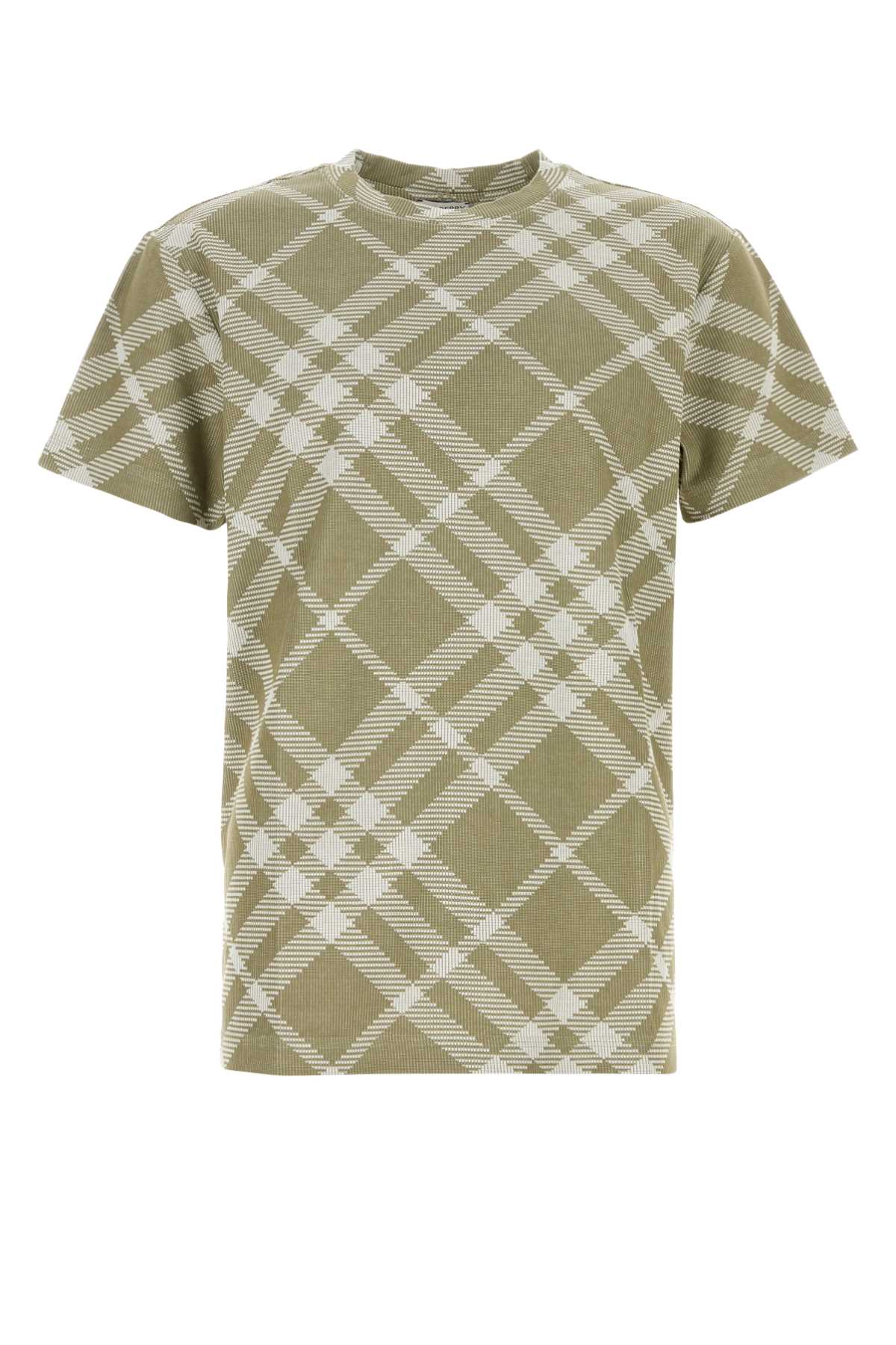 Shop Burberry Printed Stretch Cotton Blend T-shirt In Dhunterwhipcheck